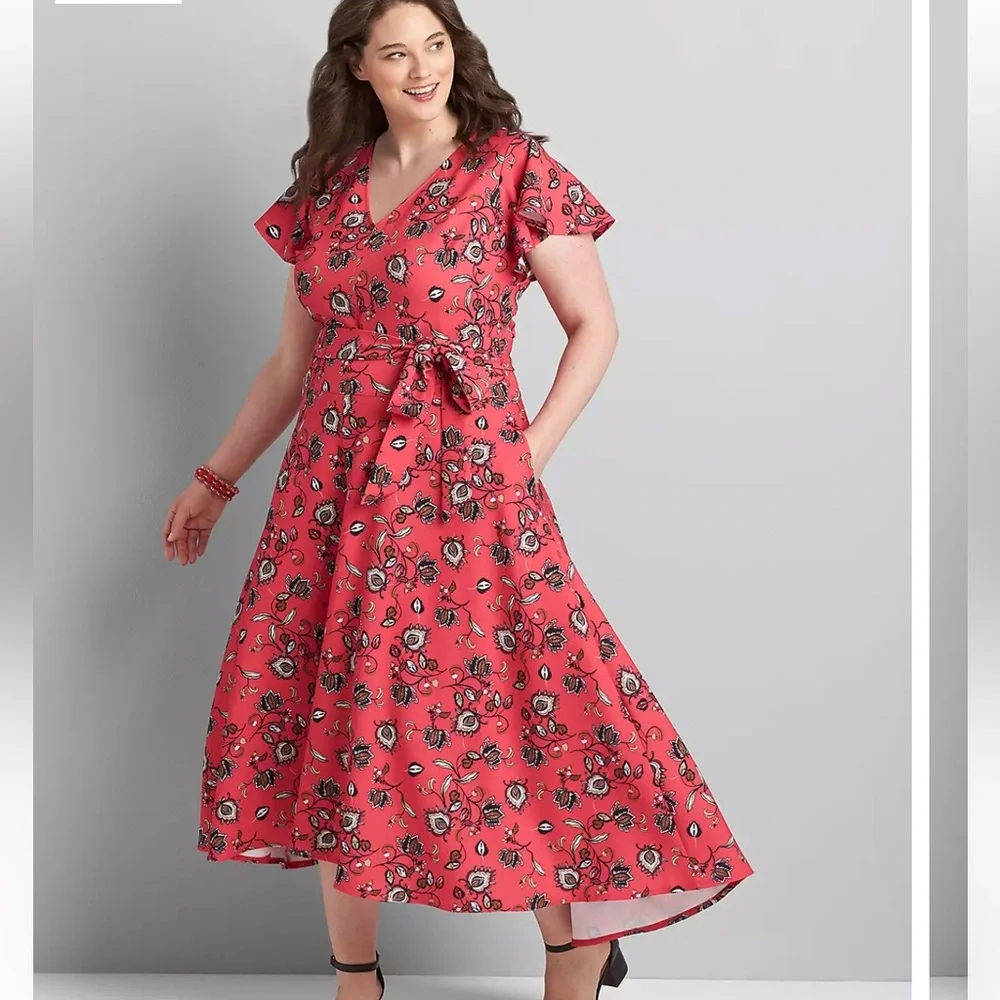 EUC Short Sleeve High-Low Lena Midi Dress SZ 16 - Picture 1 of 8